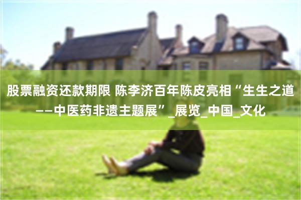 股票融资还款期限 陈李济百年陈皮亮相“生生之道——中医药非遗主题展”_展览_中国_文化